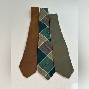 Pure wool woven in Scotland plaid skinny ties (trio)